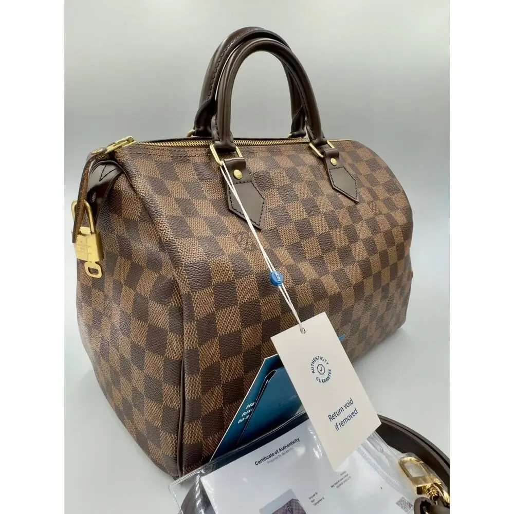 Louis Vuitton Damier Ebene Speedy 30 Handbag Made in France 2012 Authentic